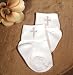 White Anklet Sock with Embroidered Cross Applique Image