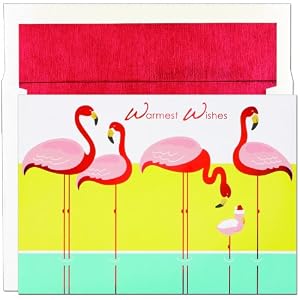 Flamingo With Baby Tropical Holiday Cards -