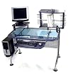 Computer Desk With Blue Glass By Leda Home Furnishing