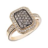 White and Champagne Diamond Cocktail Ring 3/5 Carat (ctw) in 14K Yellow Gold