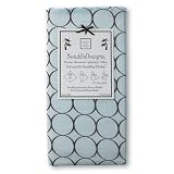 SwaddleDesigns Lightweight Marquisette Swaddling Blanket - Pastel Blue with Brown Mod Circles