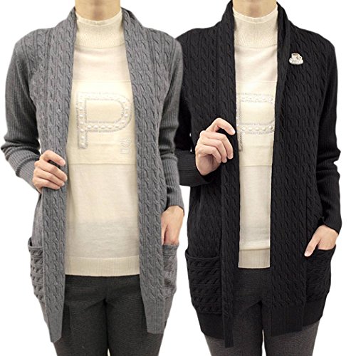 ピッコーネ スタジオ ピッコーネ STUDIO PICONE レディース カーディガン ショールカラー ウール ニット ロング丈 ケーブル編み 縄編み 長そで 38/40 (pico-w16aw34s)