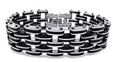 Stylish Heavy Duty Men's Top Quality Stainless Steel 2 Tone Solid Rubber Bracelet. 8.5 to 9 inches