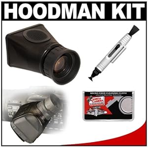Hoodman HoodLoupe Glare Free LCD Viewing Loupe (up to 3 inch Screen) & Mount Strap + Accessory Kit for Canon, Sony, Panasonic, JVC, Hitachi, Samsung & Sanyo Video Camcorders