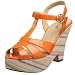 Miss Me Women's Curley-12 Peep Toe T-Strap Wedge,Orange,7 M US
