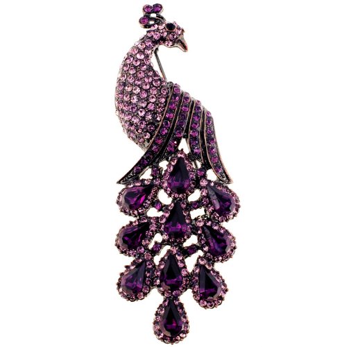 Light Amethyst Vintage Style Peacock Brooch