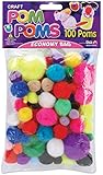 Pepperell Pom-Poms, Assorted, 100-Pack