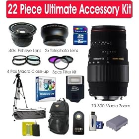 22 Piece Ultimate Accessory Kit with Sigma 70-300MM Macro Zoom Lens + Corel MediaOne Plus Software... by Sigma