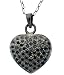 Oxidized Black Sterling Silver Heart Charm Pendant with Blue Diamonds