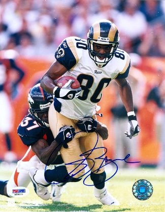 Isaac Bruce Autographed/Hand Signed St. Louis Rams 8x10 Photo- PSA Hologram