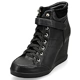 MQ23 Damen sportliche Wedge Stiefeletten - Turnschuhe mit Keilabsatz MQ1275 Black Gr. 39