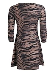 Elastane/Polyester Tiger Print Skater Dress  with a Brush/Sweep Train 