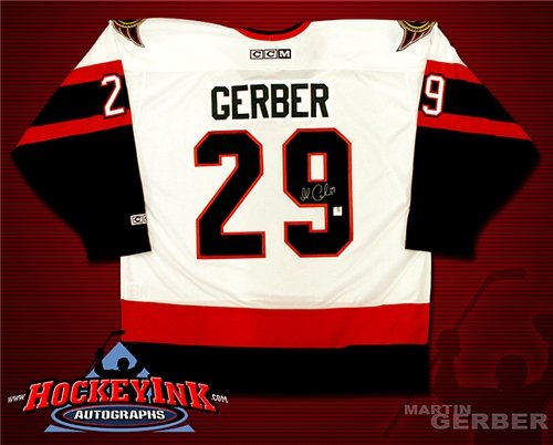 Martin Gerber Autographed/Hand Signed Ottawa Senators White CCM Replica Jersey