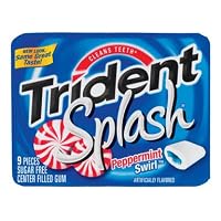 Trident Sugar Free Chewing Gums Splash Peppermint Swirl - 9 Sticks, 10 / Pack