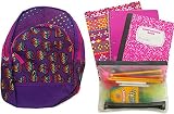 Backpack for Girls Rainbow Heart - School Supplies Kit - Notebook - Composition Book - Pencil Case - Pens - Pencils - Crayola Crayons - Ruler - Folder