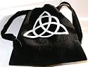 TRIQUETRA BLACK VELVET POUCH CRYSTALS RUNES BAG