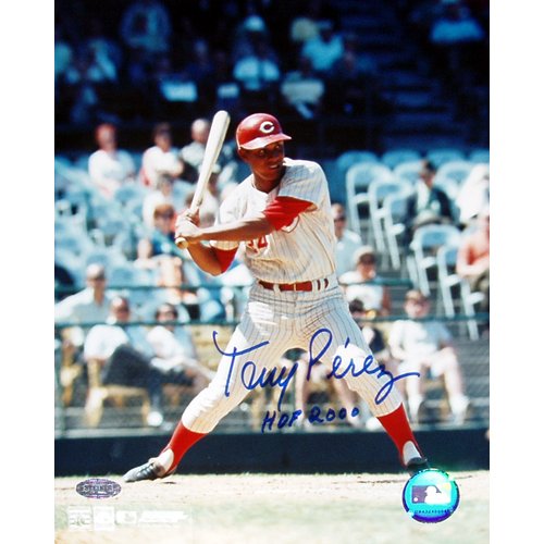 Steiner Sports MLB Tony Perez Swing Reds Home Pinstripe Autographed 8-by-10-Inch Photograph