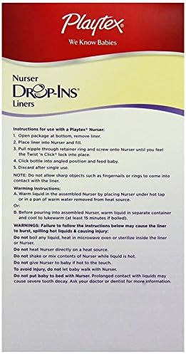 Bottle Feeding Playtex Drop In Liners for Nurser Bottles 100 Count