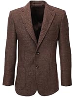 FLATSEVEN Mens Herringbone Wool Blazer Jacket with Elbow Patches