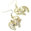 Goldtone Crystal Elephant Dangle Earrings Fashion Jewelry