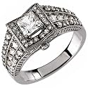 14K White Gold Wristwatch Mode Diamond Engagement Ring (Center stone is not included)
