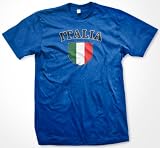 Italian Shield International Retro Soccer Mens T-shirt, Italia National Pride Mens Shirt, Medium, Royal