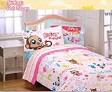 Littlest Pet Shop Girls Full Comforter & Sheet Set (5 Piece Bedding)