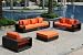 Modern Furniture All-Weather Collection: Outdoor Set with Pumpkin Sofa, Loveseat, Chair and Ottoman