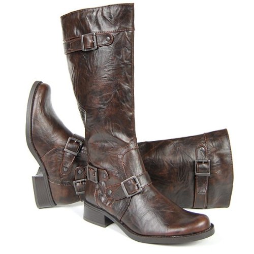 JANE KLAIN Damen Winter Langschaft Stiefel, Crinkleoptik, mocca braun