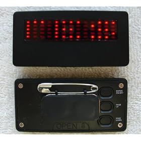 LED Digital Scrolling Message Name ID Tag - Black With Red LED