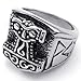 KONOV Massiness Vintage Stainless Steel Band Myth Thor's Hammer Ring, Black Silver