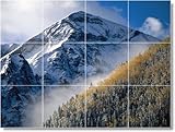 Mountain Scene Back Splash Tile Mural M102. 12.75x17 inches using (12) 4.25x4.25 ceramic tiles.