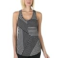 Richard Chai Ebony/Hther Grey Pieced Strp Tnk - L