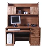 Contemporary Computer Desk with Hutch Coffee Alder Finish
