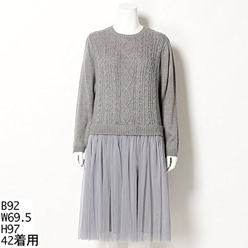 ローズティアラ（大きいサイズ）（Rose Tiara） 全3色【大きいサイズ】【42・46】ケーブル編みニットチュール切替ワンピース