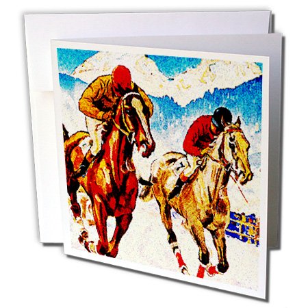3dRose Set of 12 Greeting Cards, Close Horse Race Artwork (gc_183350_2)