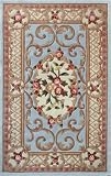 Persian Area Rug 5x8 Blue Handmade Aubusson Medallion