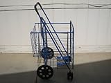 Swivel Wheels FOLDING SHOPPING/LAUNDRY CART with Double Basket Cart (Blue)