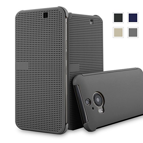 HTC One M9+ dot view case,HTC M9 PLUS Dot View cover(HTC Hima Ultra,HTC Hima Ace Plus,M9pt,) Dot View Cover Flip Protective Case AaBbDdÃ‚ Holster (Grey)