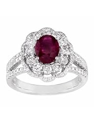 18K White Gold Ruby and Diamond Ring -- LIFETIME WARRANTY