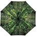 LAMPS BEAUTIFUL Rain or Sun Automatic Push Button Stick Umbrella--Green Harmony by Monet