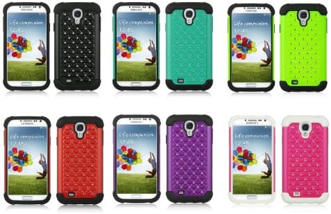Samsung Galaxy S4 Studded diamond Protective Case, Screen Protector, Purple Touch Stylus, Stand, Car Charger
