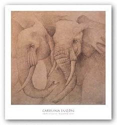 Elefantes En El Papel Uno by Carolina Luzon 16"x16" Art Print Poster Latin