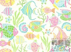By The Yard Mosaic Fish Sea Quilt Cotton Flannel Fabric