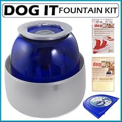 Dog It 73651 Fresh and Clear Large Dog Fountain with Fresh and Clear Replacement Cartridge 3-Pack and Fountain Place Mat and Replacement Foam Insert 2-pack