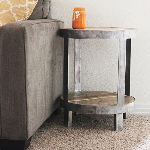 Reclaimed Wood Round Side Table, End Table, Nightstand