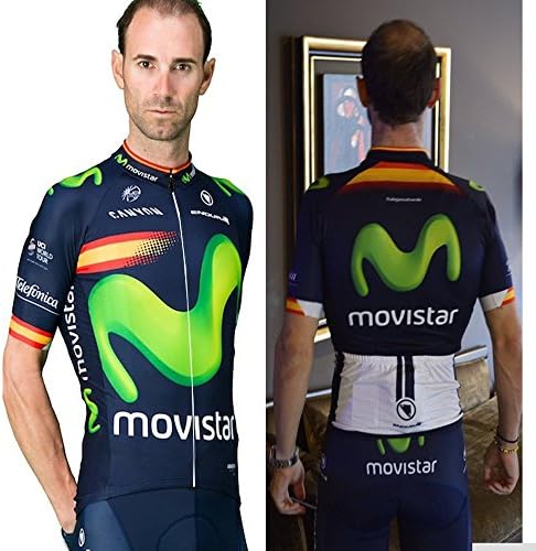 2016 Outdoor Sports Pro Team Kids Short Sleeve Movistar Blue Cycling Jersey and Shorts Set (Suit, M)