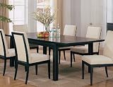 Contemporary Black Finish Dining Table with Extension Leaf