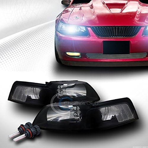 8000K HID BI-XENON W/BLACK CRYSTAL HEAD LIGHTS LAMPS SIGNAL 99-04 FORD MUSTANG
