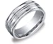 14k White Gold 8mm Comfort Fit Men\'s Wedding Band with Satin Finish and Polished Center Cut